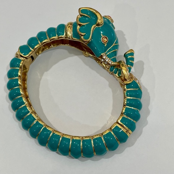 Rare Kenneth Jay Lane Raj Teal Elephant Clamper Bracelet
, EUC - Picture 5 of 16
